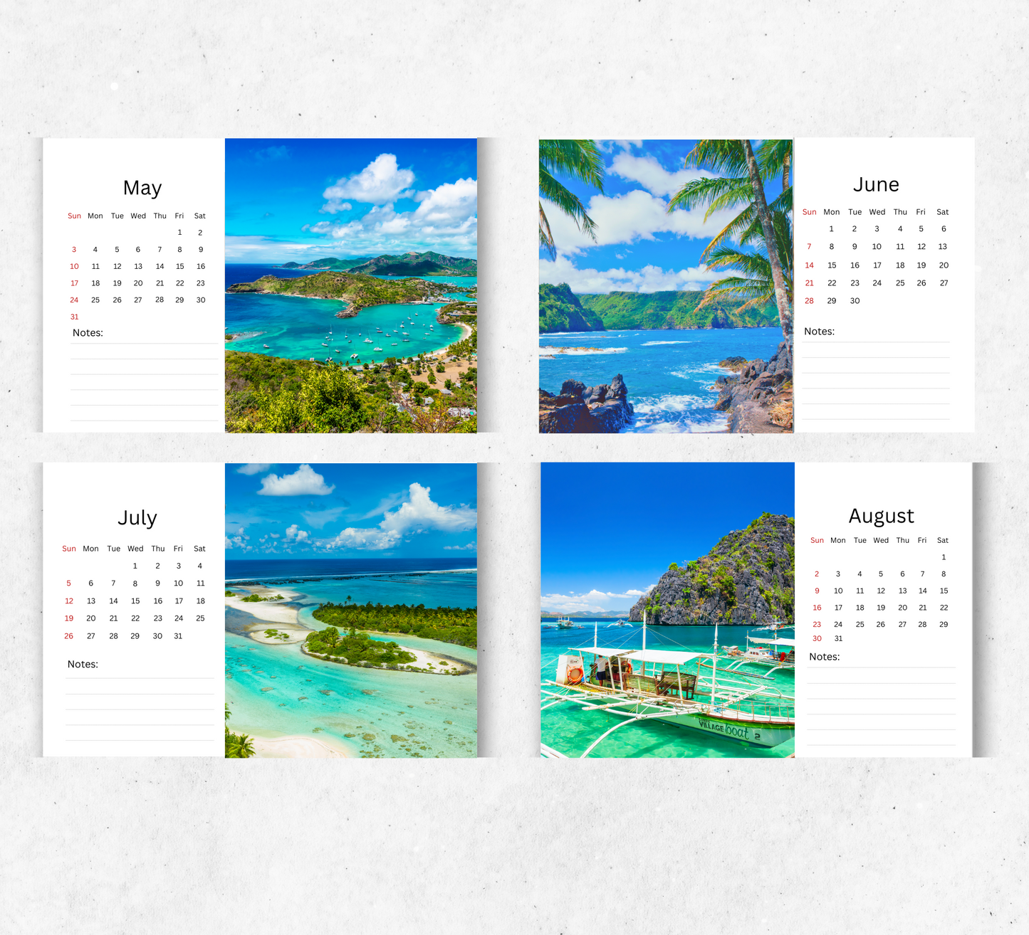Tropical Islands Desk Calendar 2026-2027