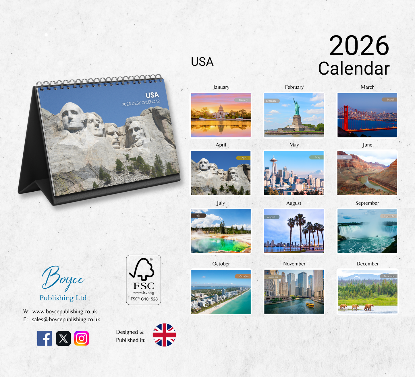 USA Desk Calendar 2026-2027