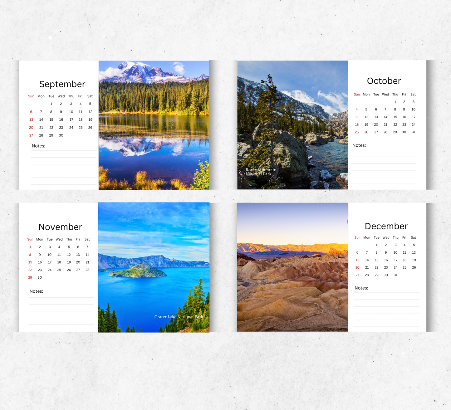 US National Parks Desk Calendar 2026-2027