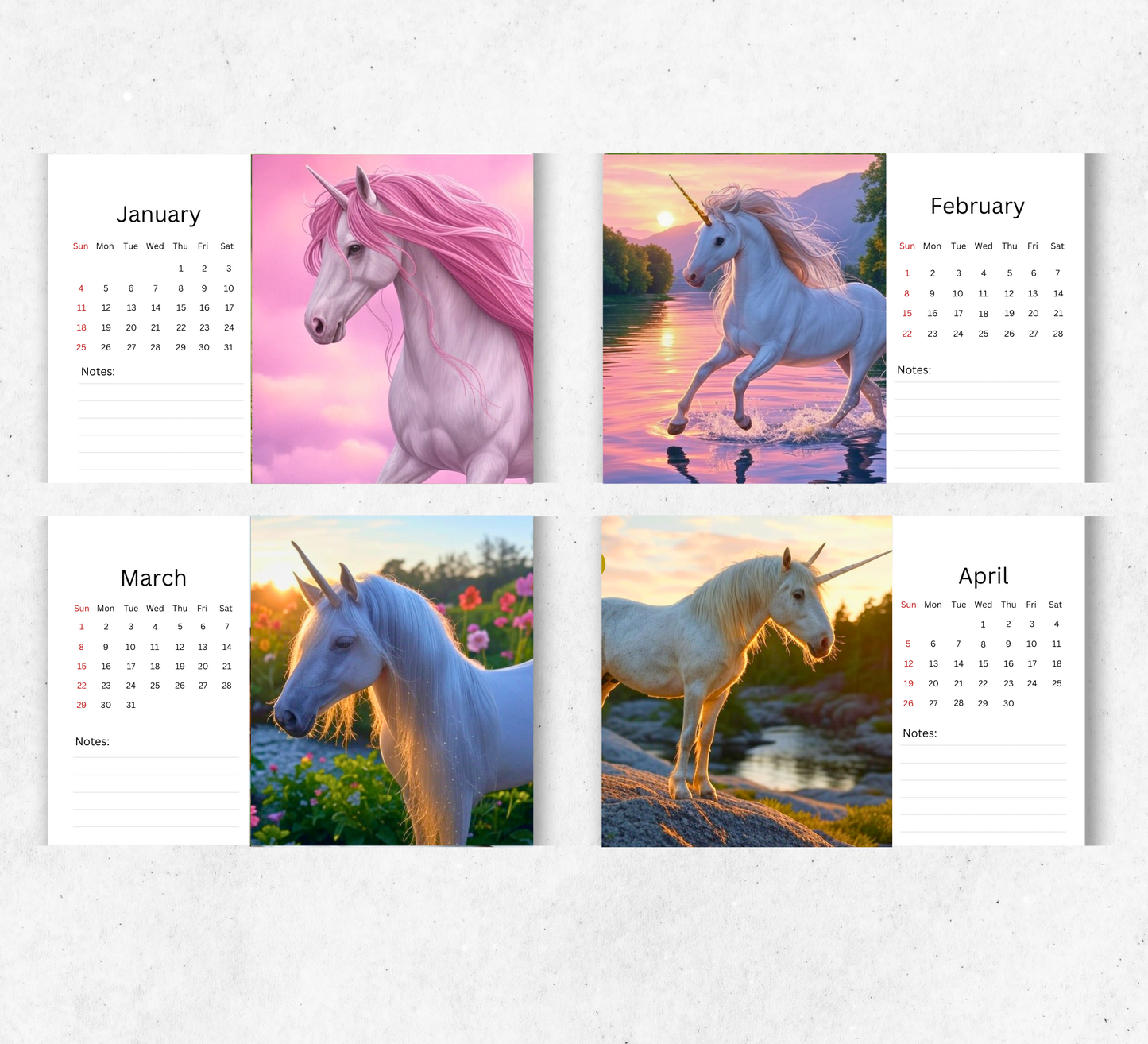 Unicorn Desk Calendar 2026-2027