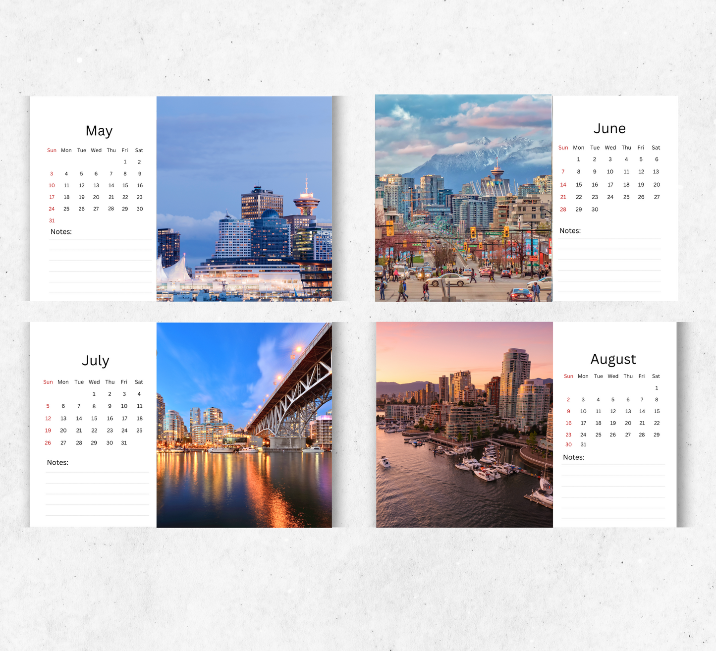Vancouver Desk Calendar 2026-2027