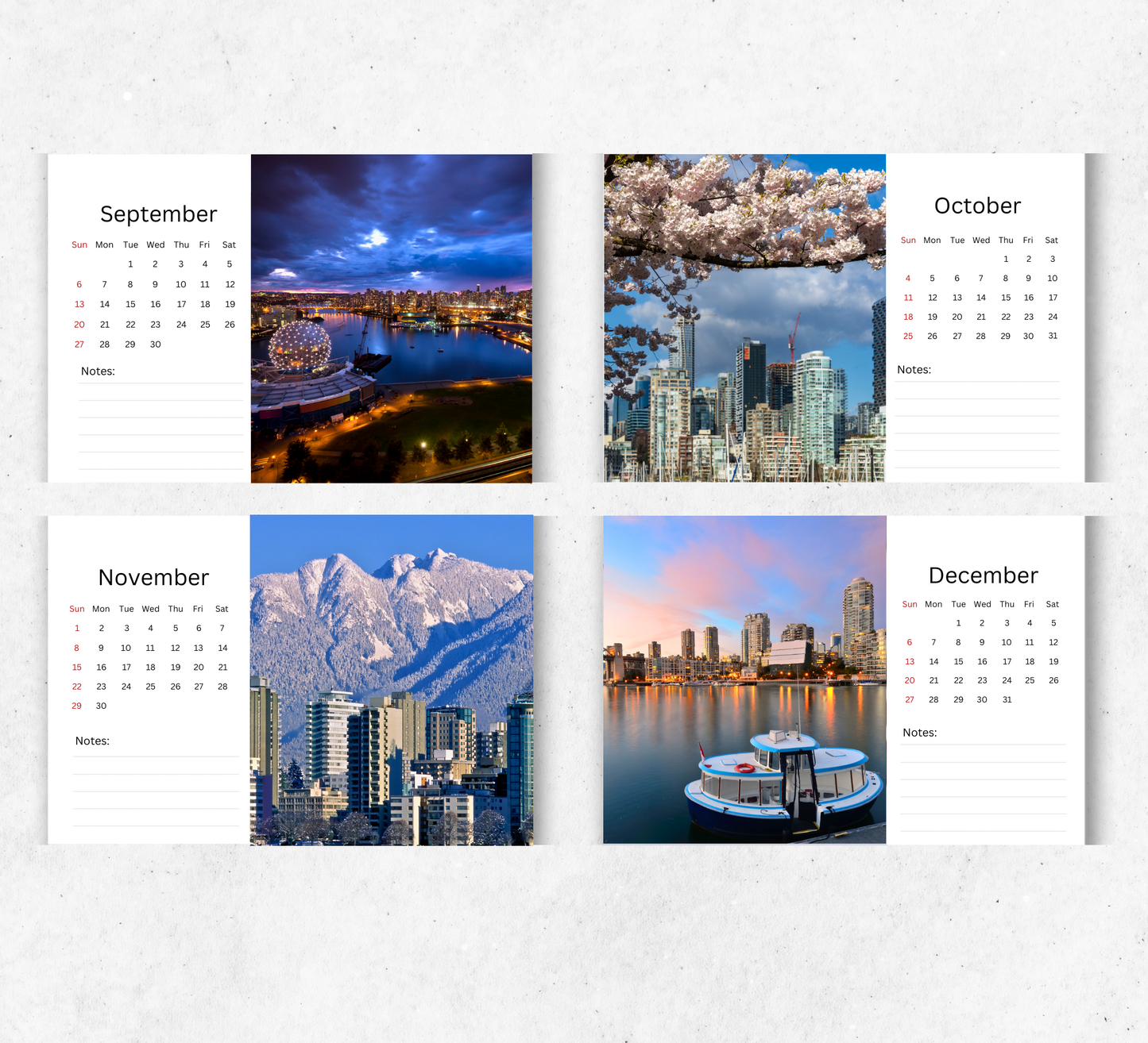 Vancouver Desk Calendar 2026-2027