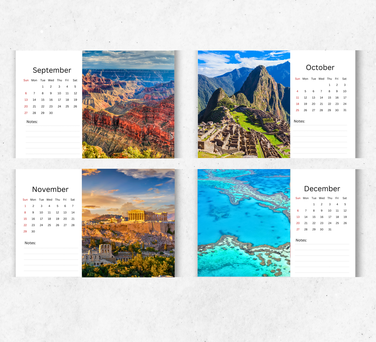 Wonders of the World Desk Calendar 2026-2027