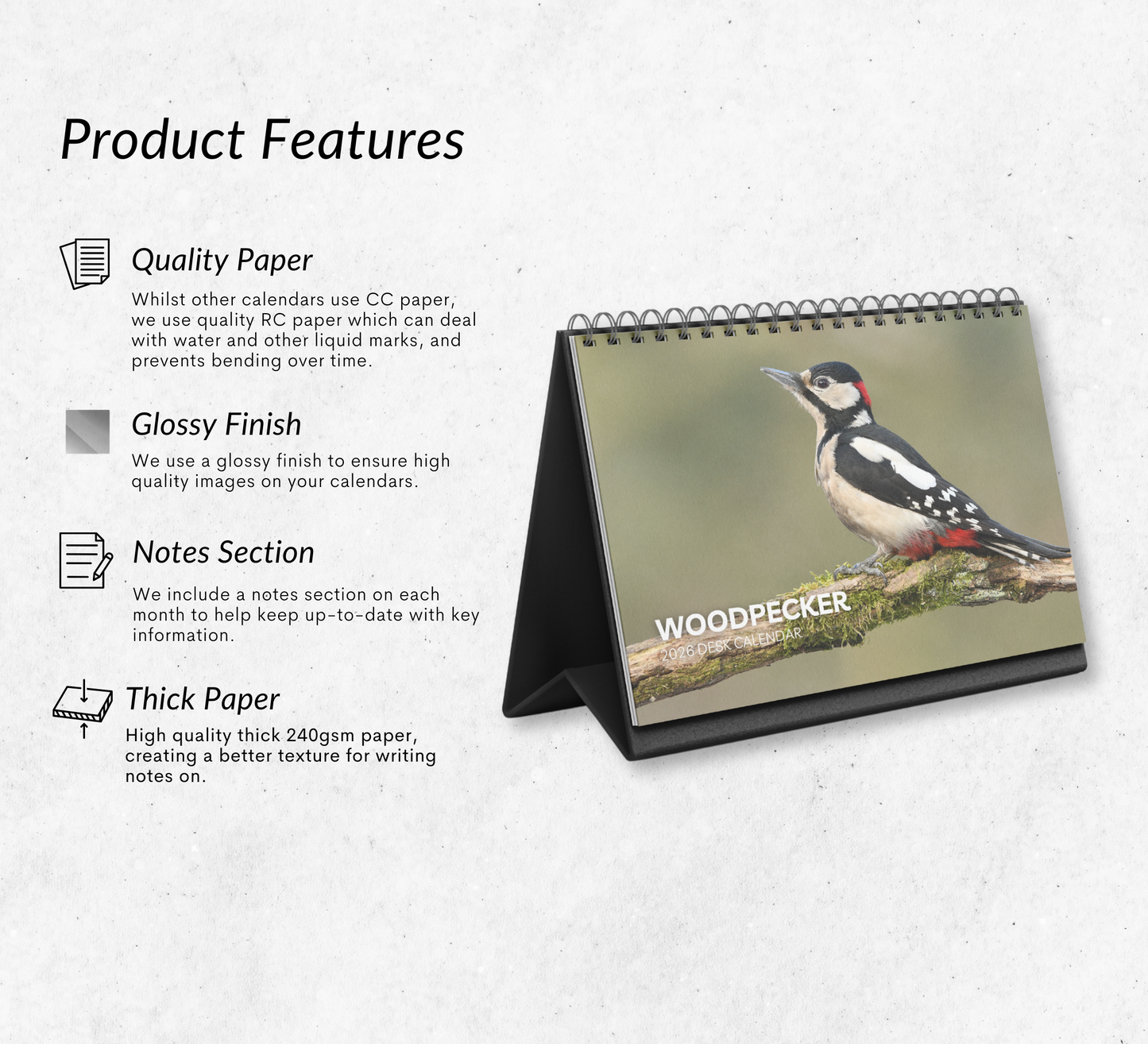 Woodpecker Desk Calendar 2026-2027