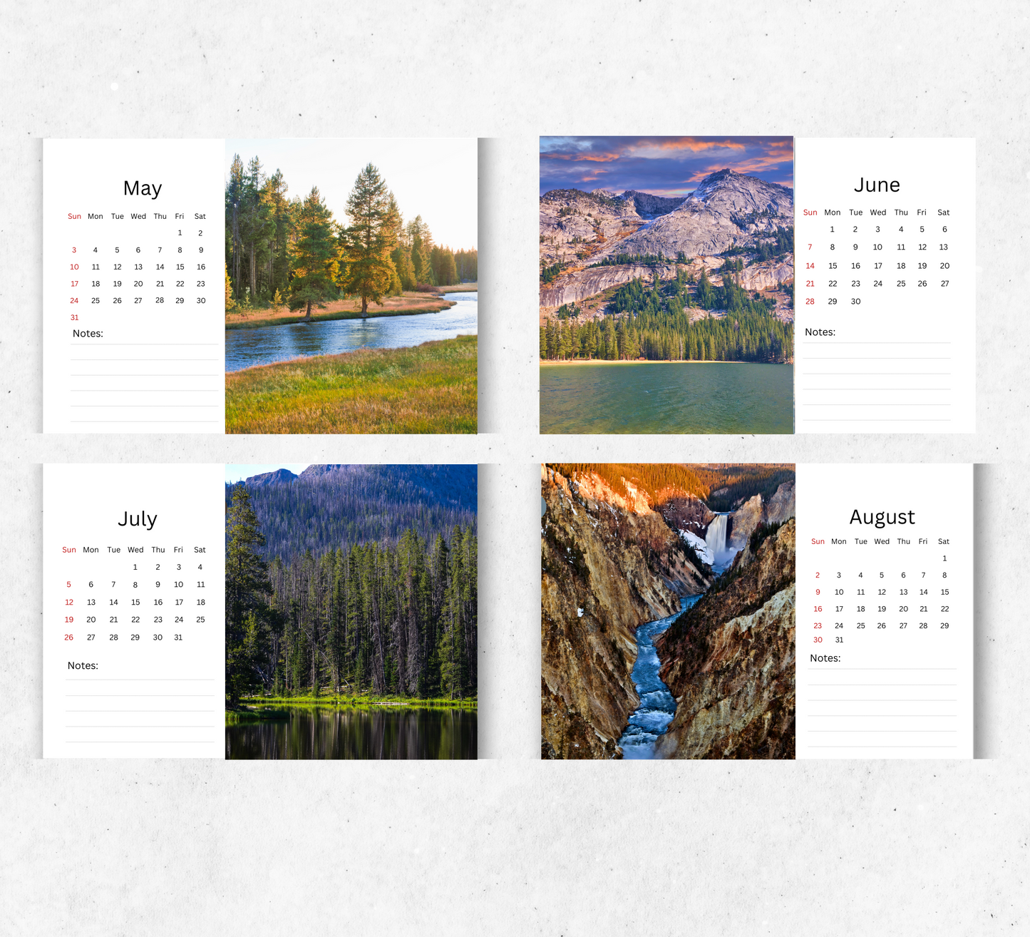 Yellowstone Desk Calendar 2026-2027