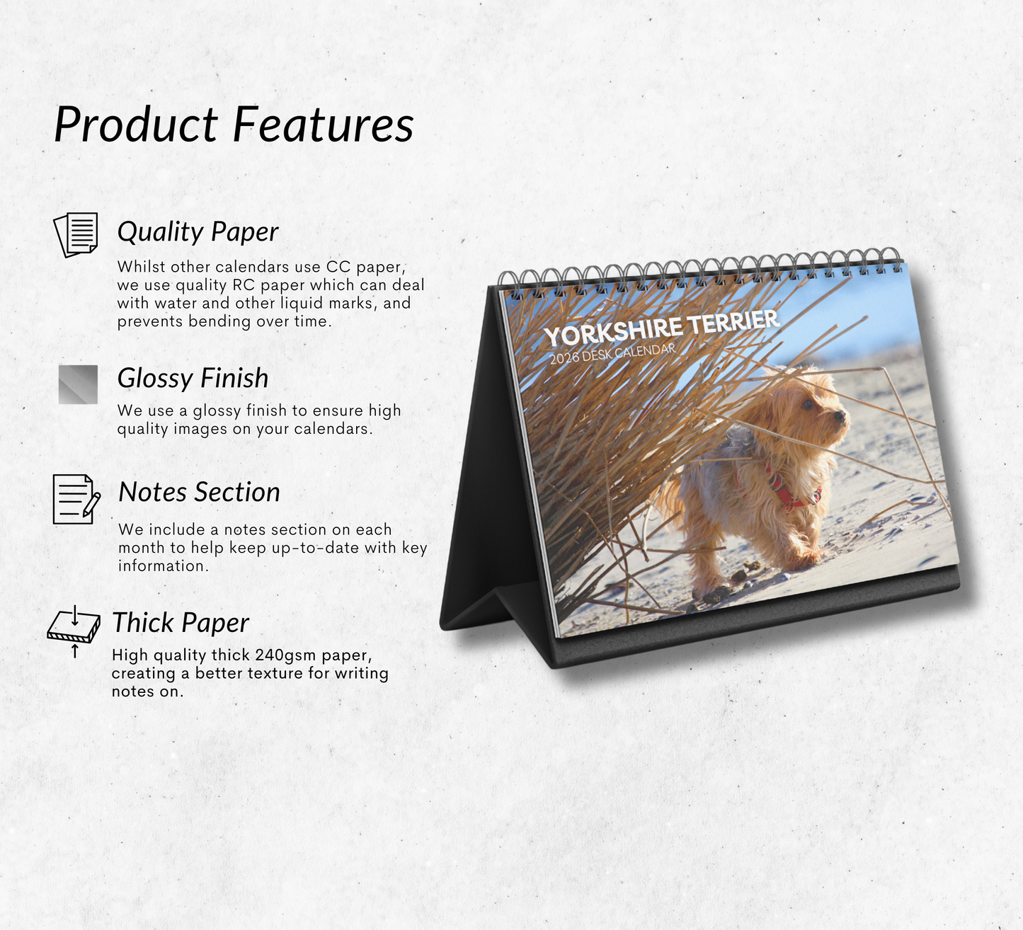 Yorkshire Terrier Desk Calendar 2026-2027