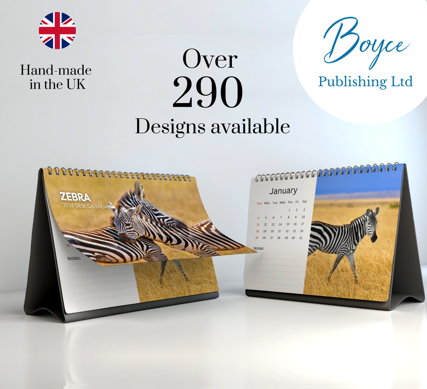 Zebra Desk Calendar 2026-2027