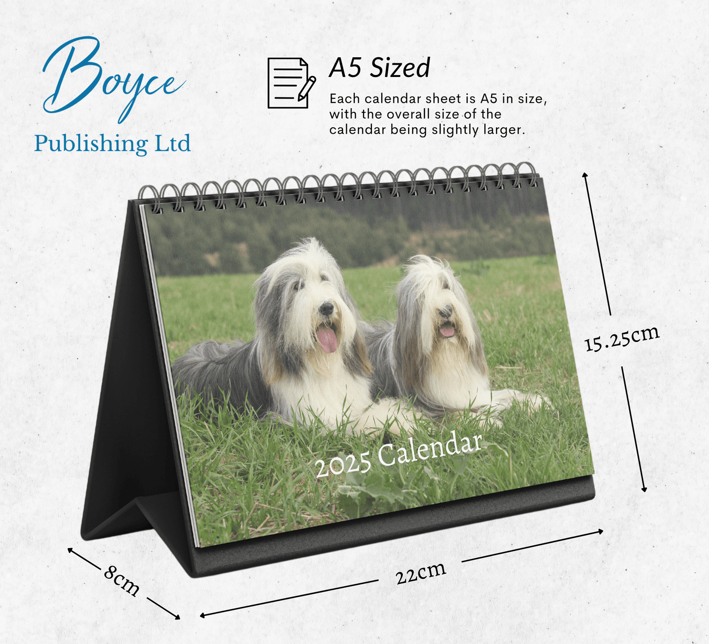 Bearded Collie Desk Calendar 2025