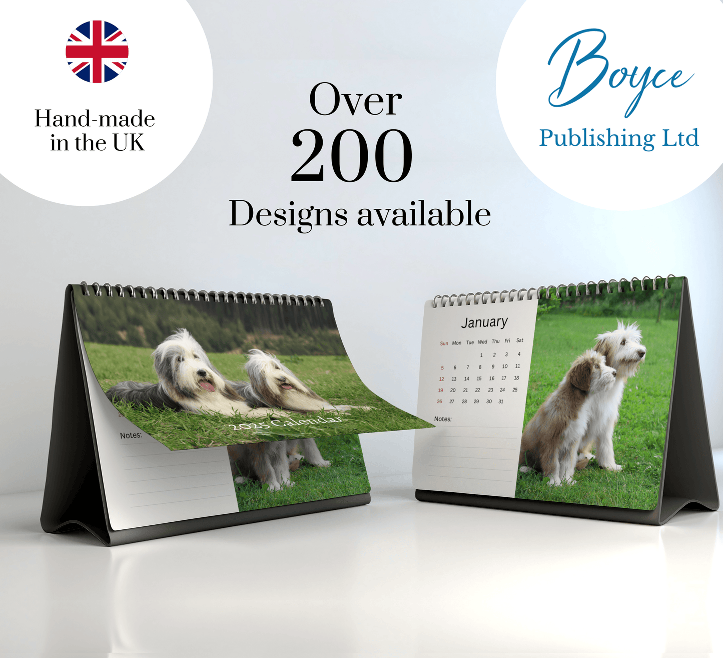 Bearded Collie Desk Calendar 2025