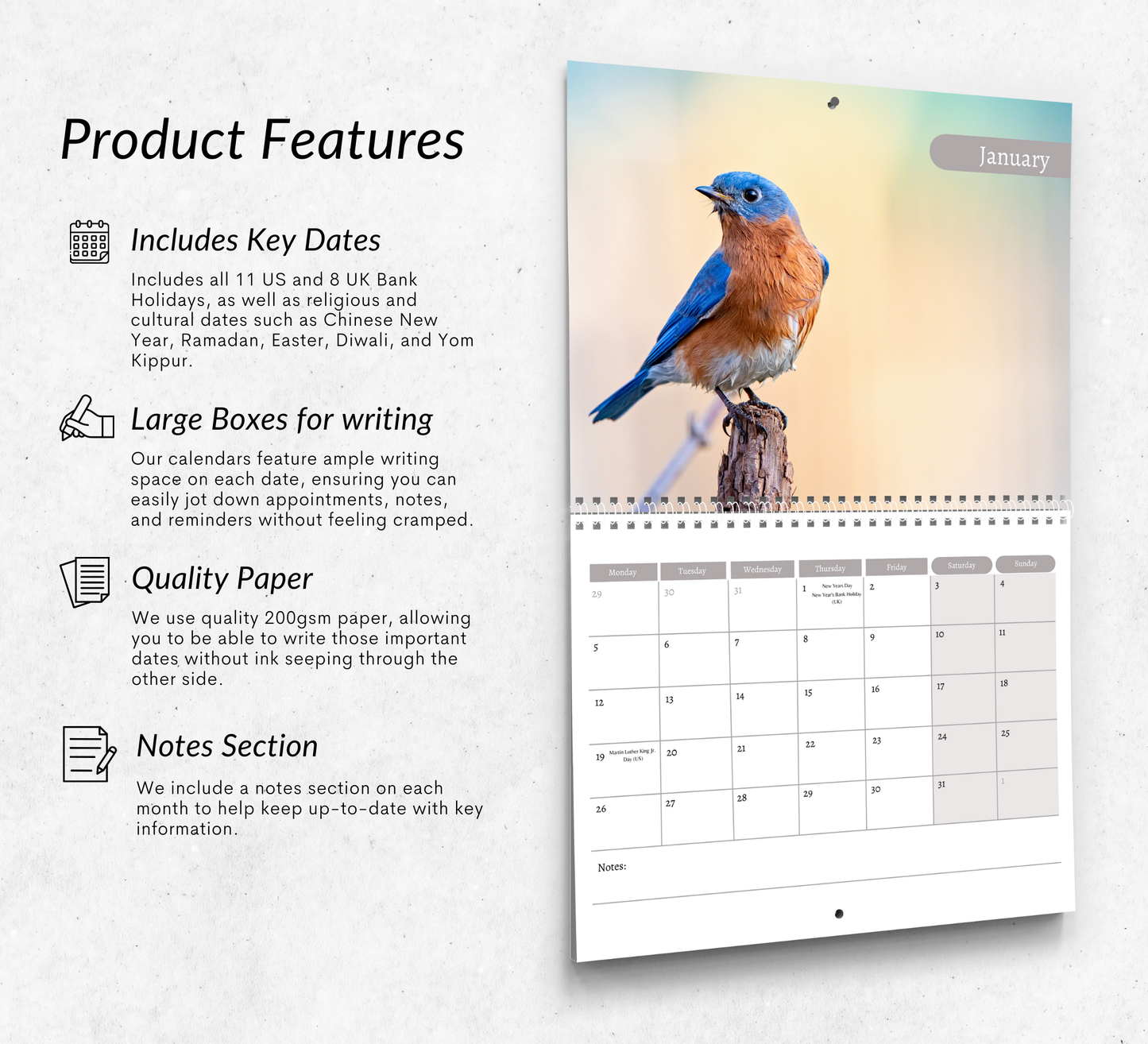 Bluebird Calendar 2026