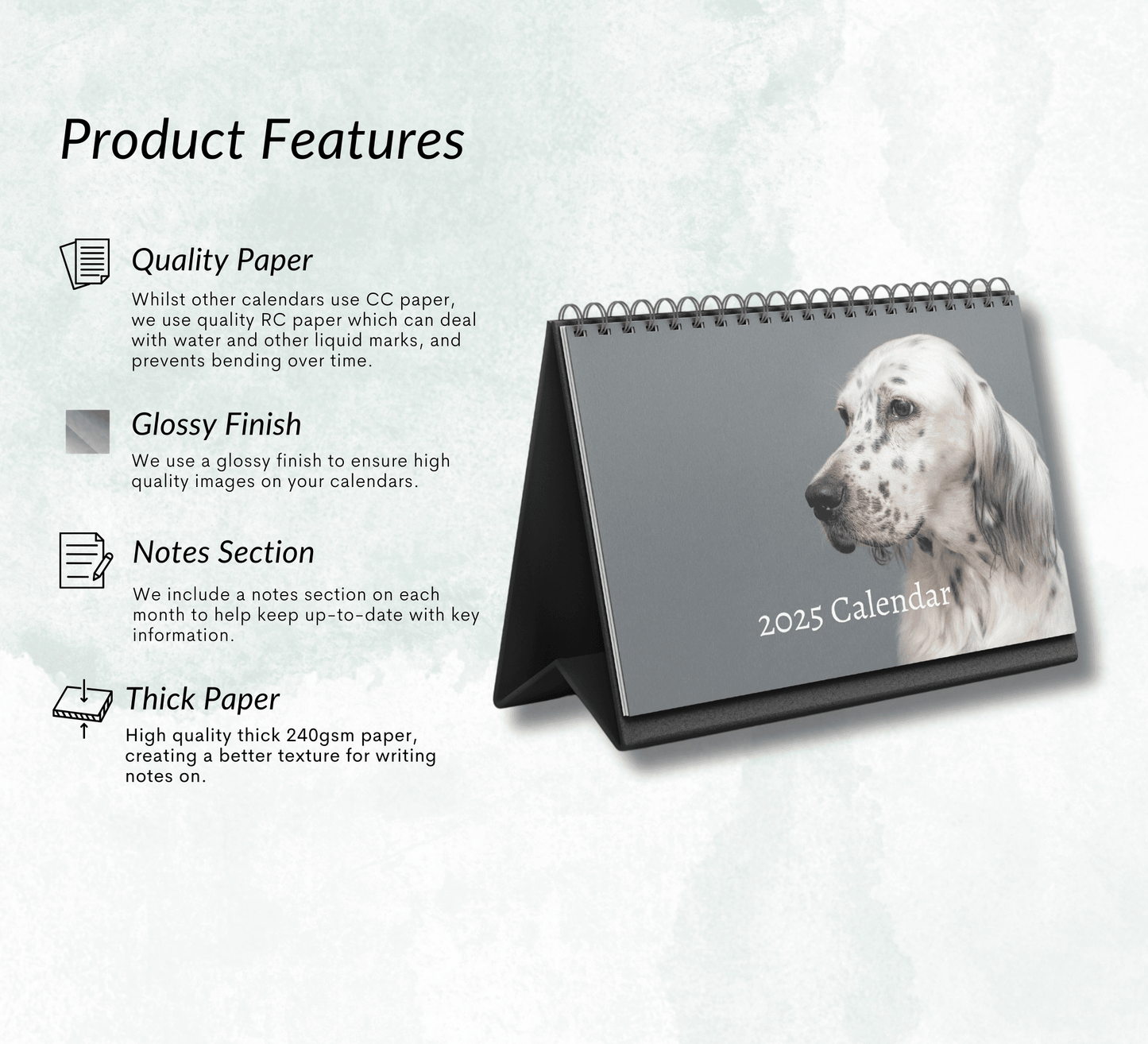 English Setter Desk Calendar 2025