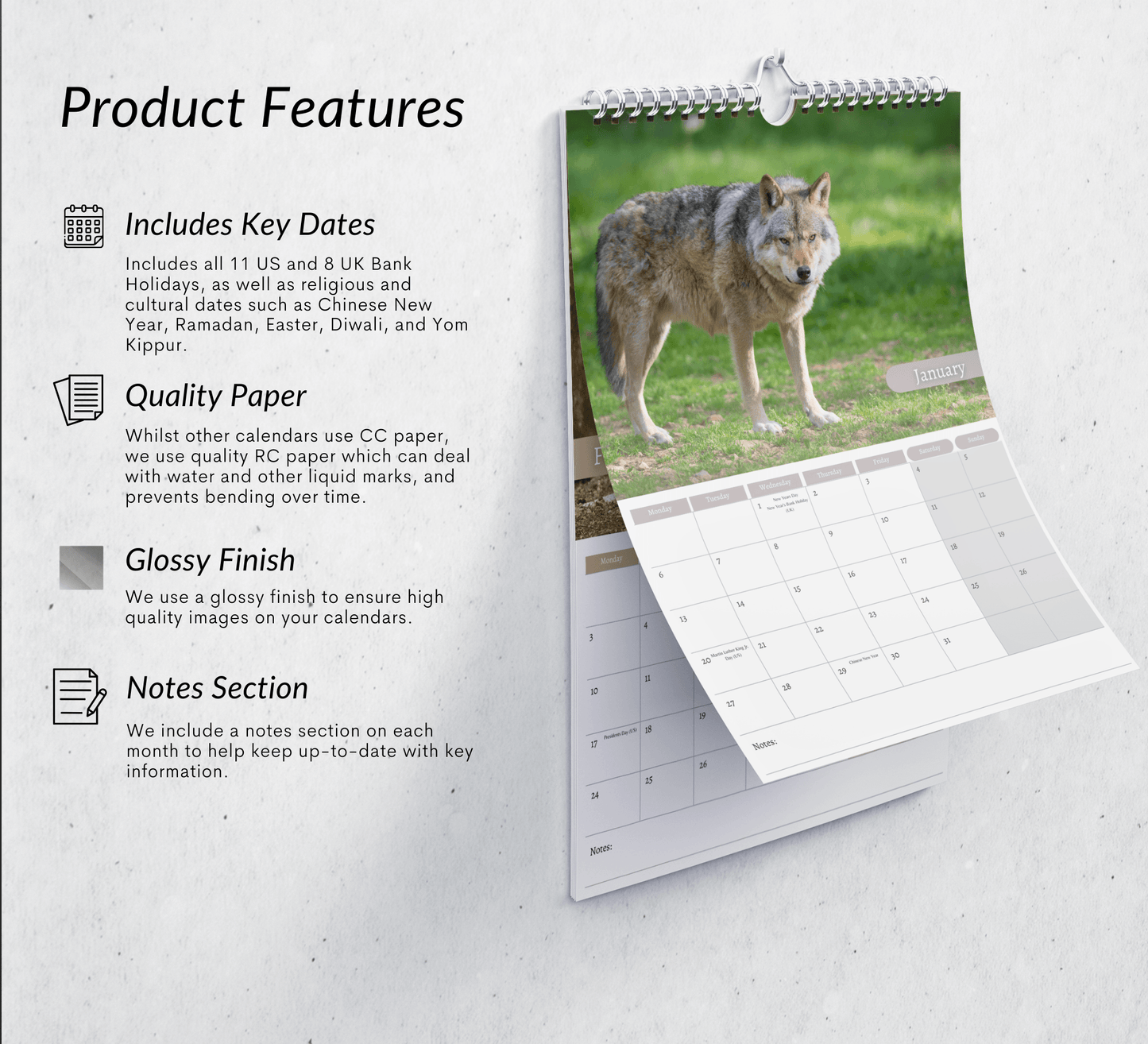 Grey Wolf Calendar 2025