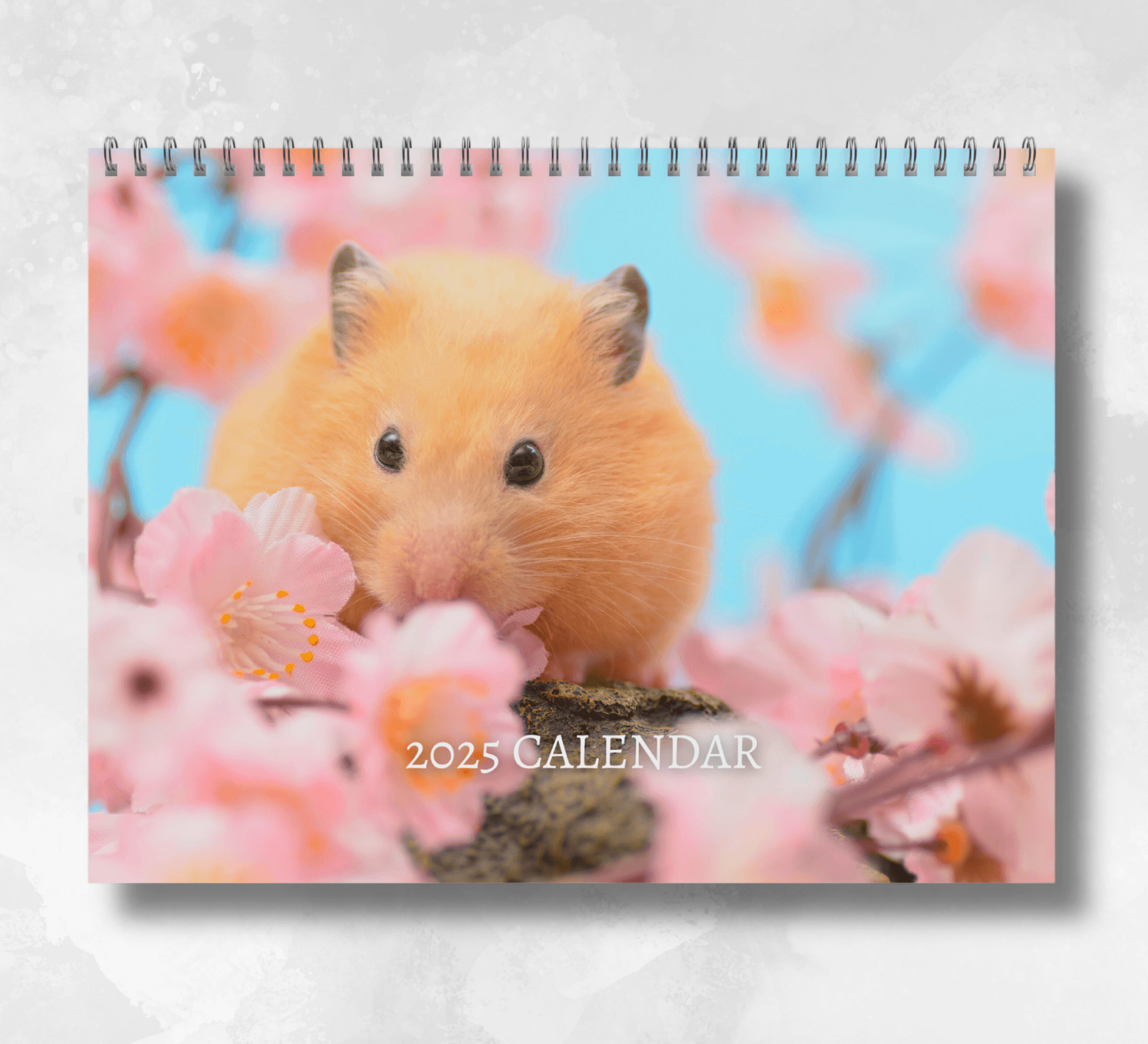 Hamster Calendar 2025 Monthly Wall Calendar with Notes, opens to A3