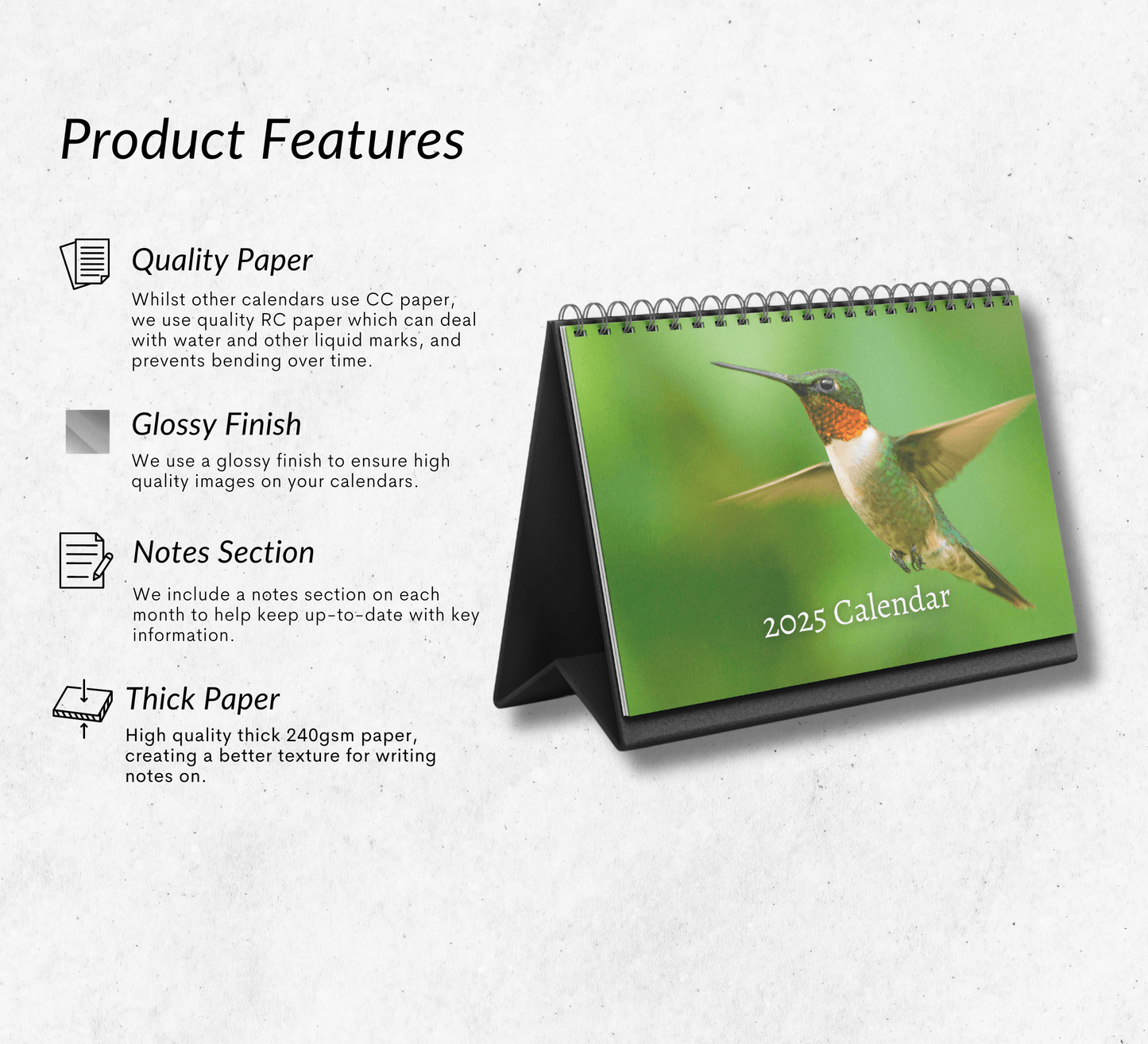 Hummingbird Desk Calendar 2025