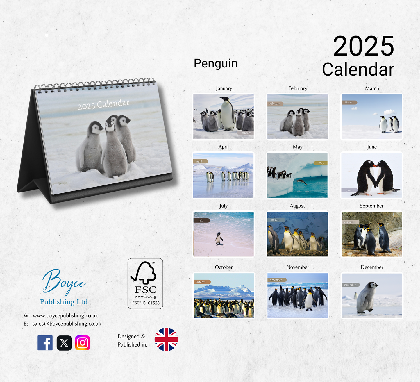 Penguin Desk Calendar 2025