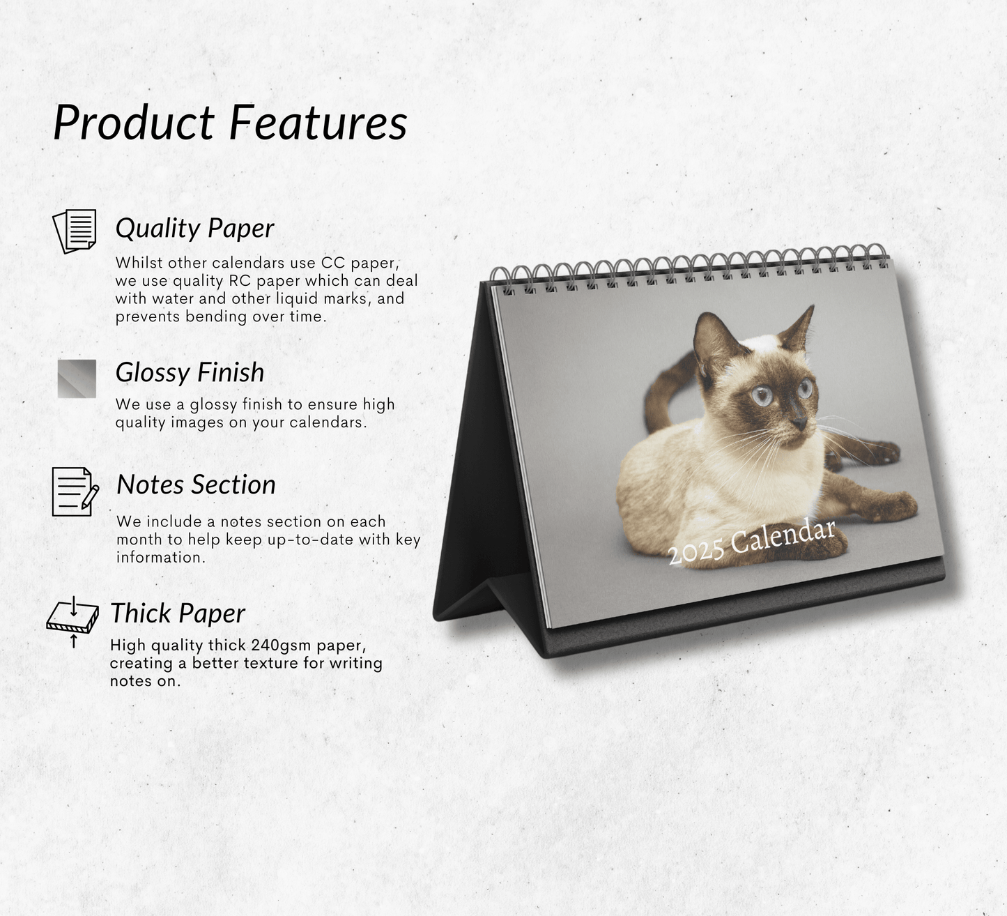 Siamese Cat Desk Calendar 2025