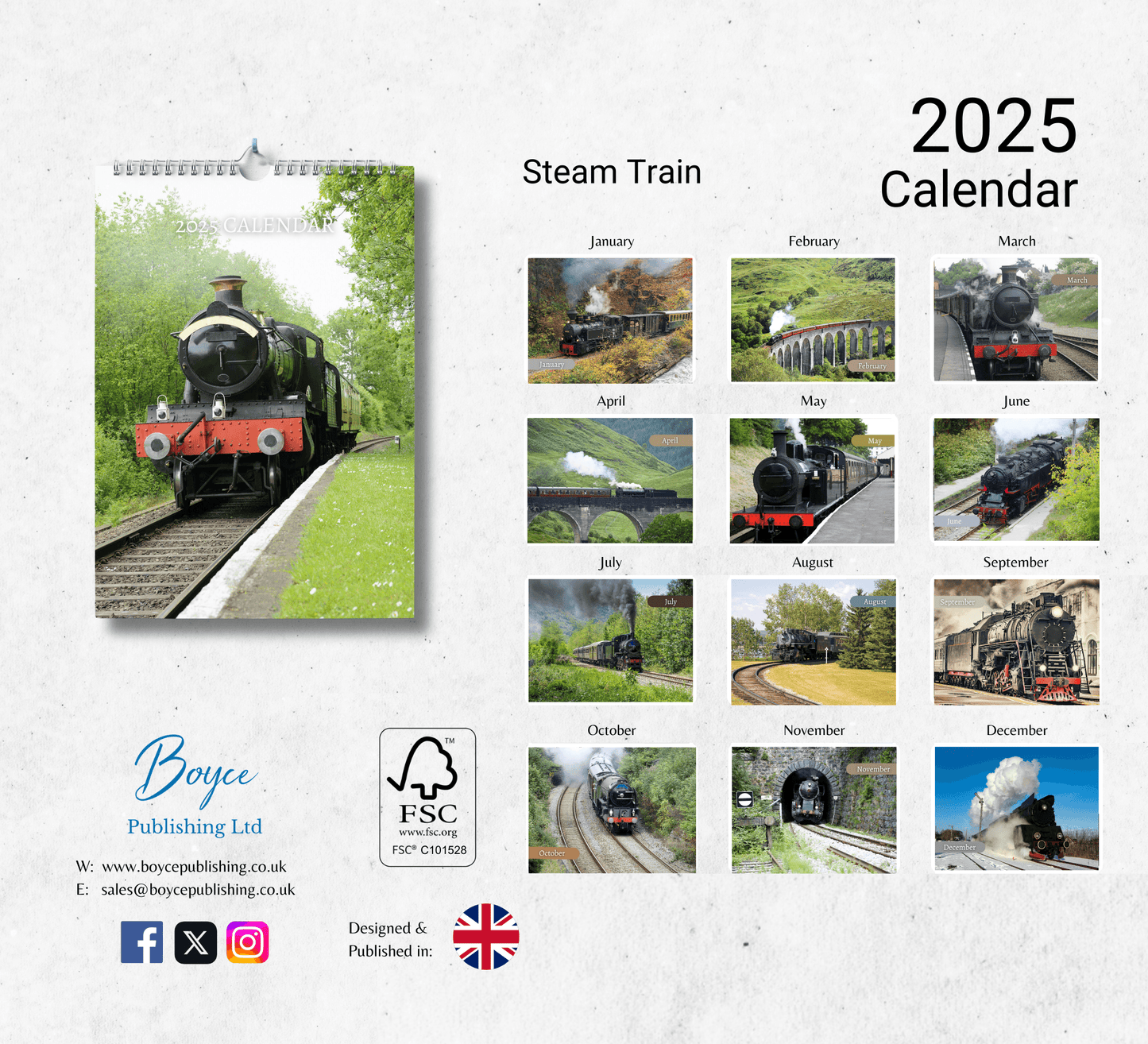 Steam Train Calendar 2025