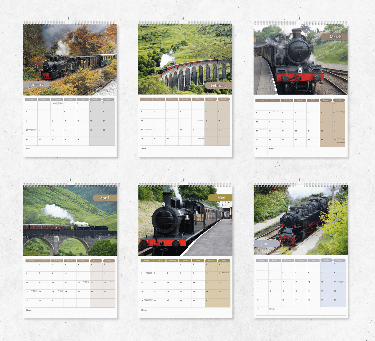 Steam Train Calendar 2025