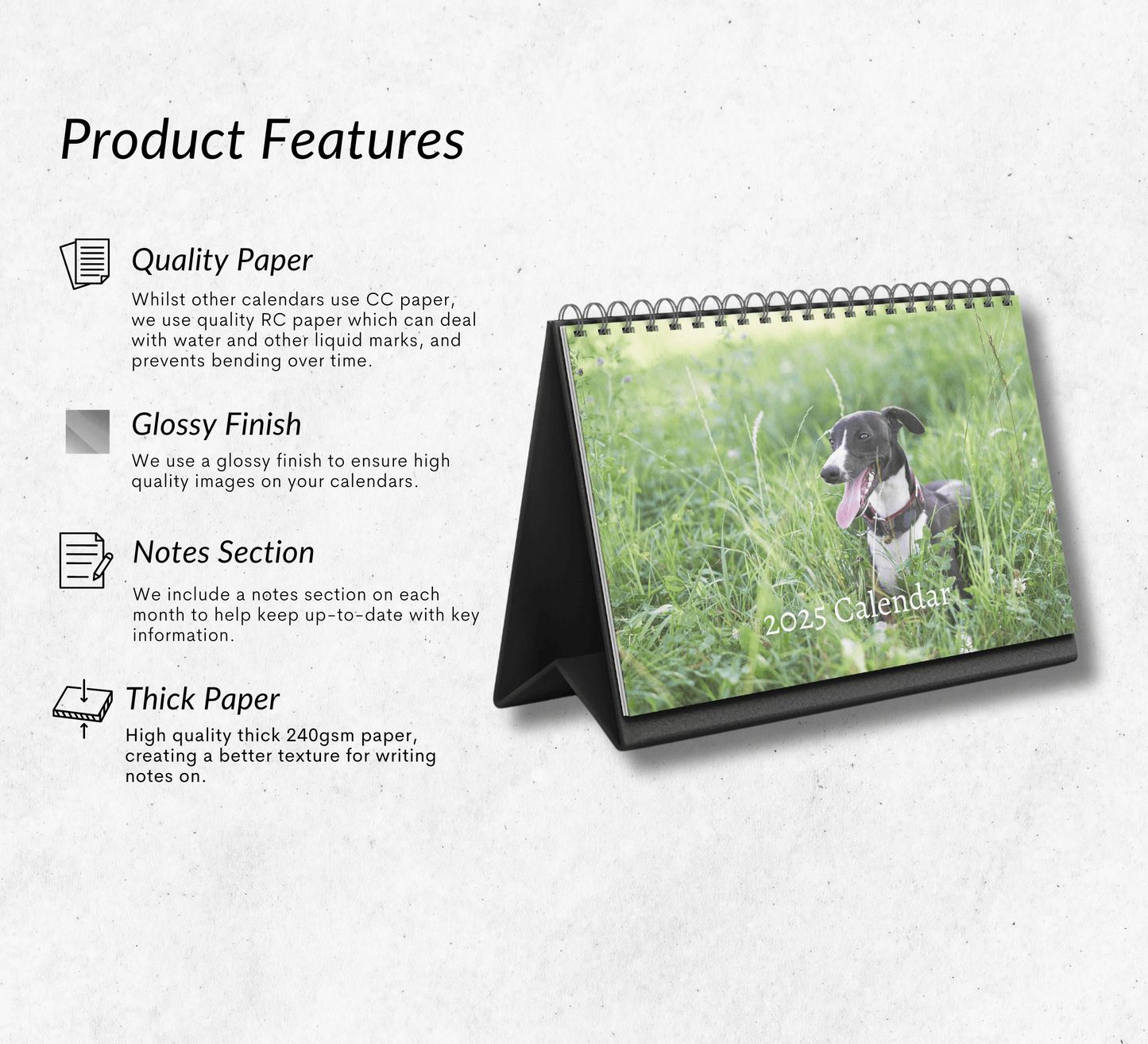 Whippet Desk Calendar 2025