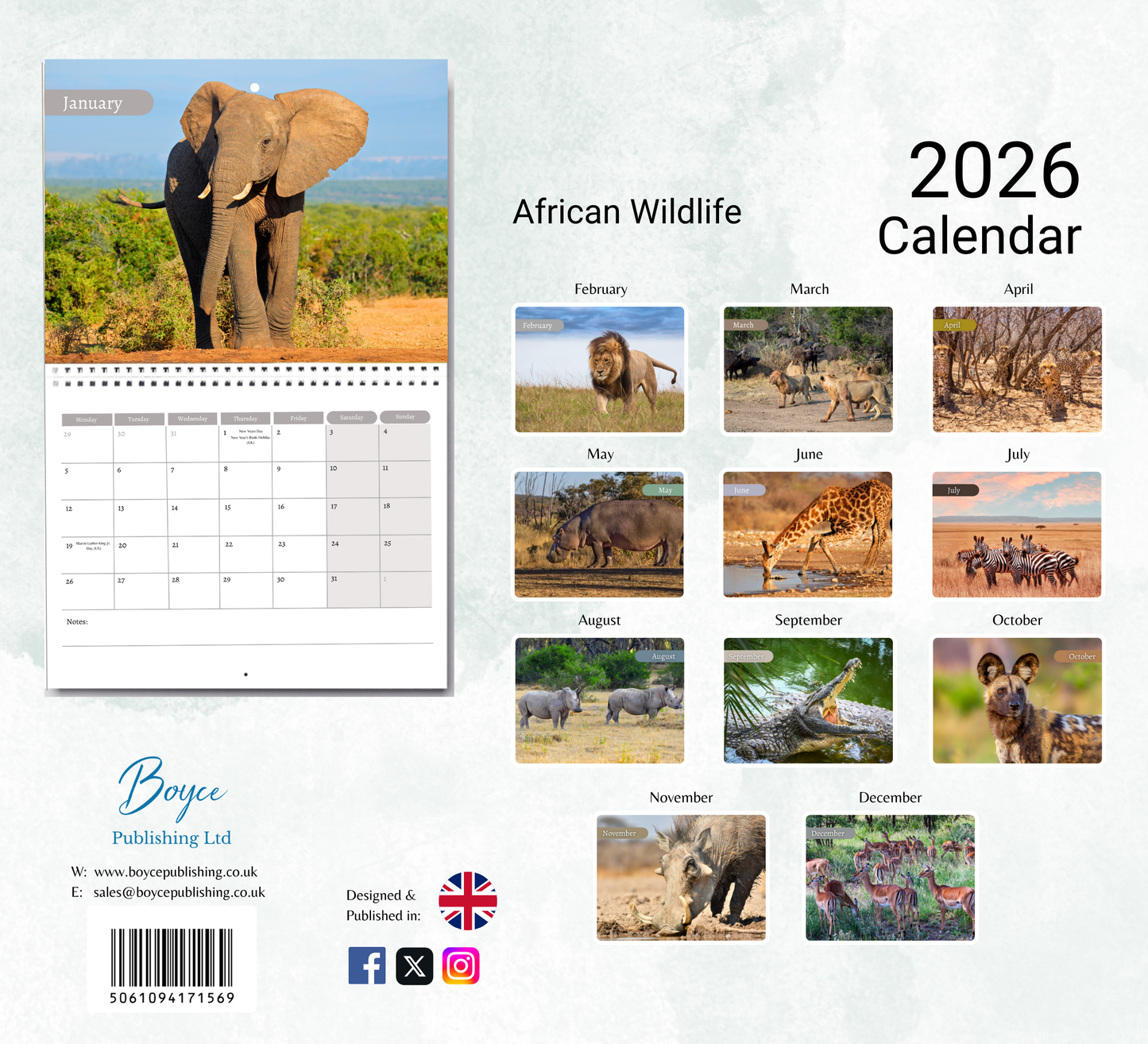 African Wildlife Calendar 2026