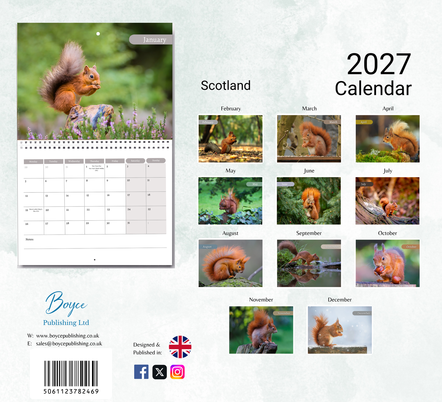 Red squirrel Calendar 2027