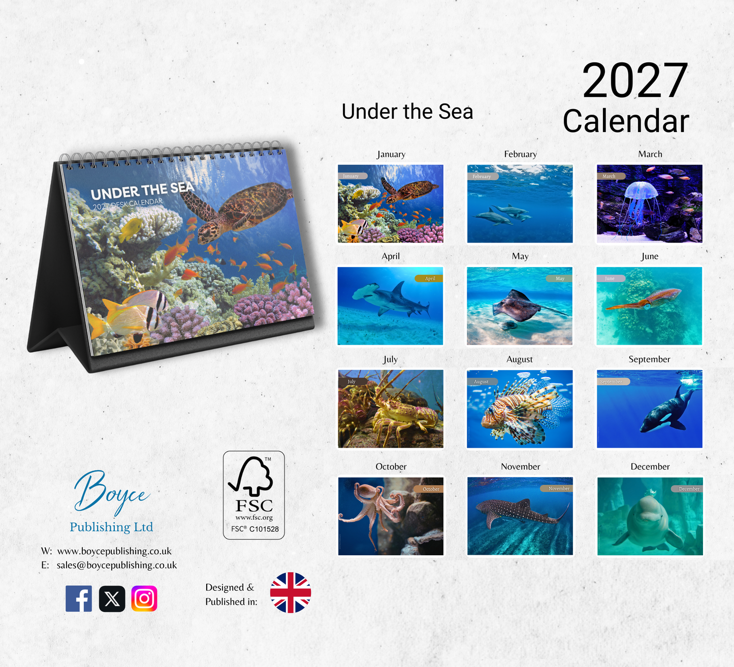 Under the Sea Desk Calendar 2027-2028