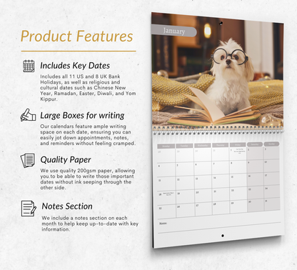 Maltese Dog Calendar 2027