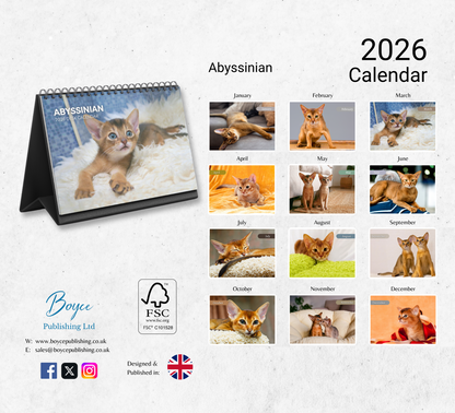 Abyssinian Cat Desk Calendar 2026-2027