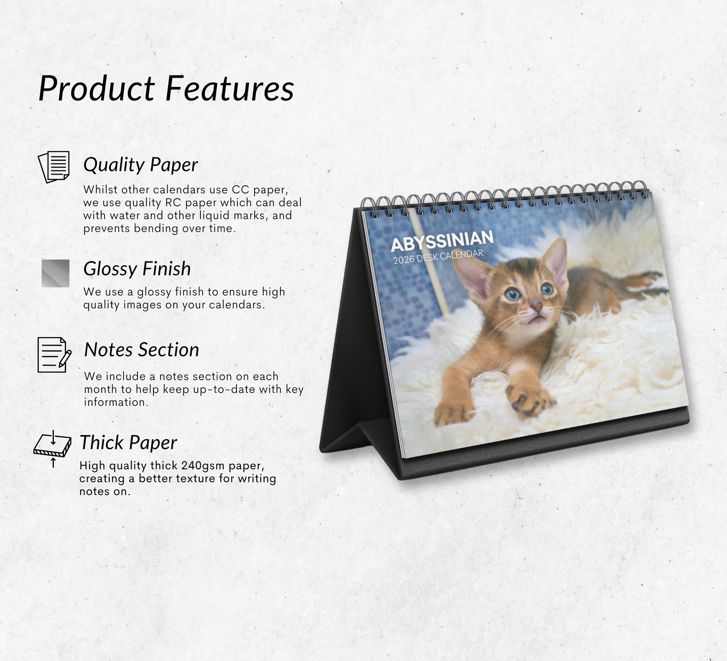 Abyssinian Cat Desk Calendar 2026-2027