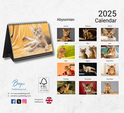 Abyssinian Cat Desk Calendar 2025