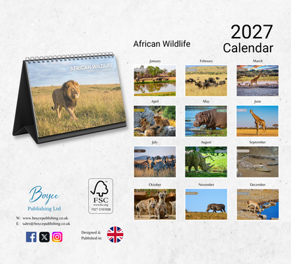 African Wildlife Desk Calendar 2027-2028