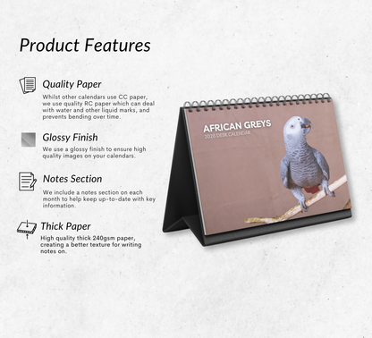 African Greys Desk Calendar 2026-2027