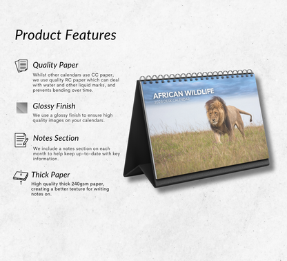 African Wildlife Desk Calendar 2026-2027
