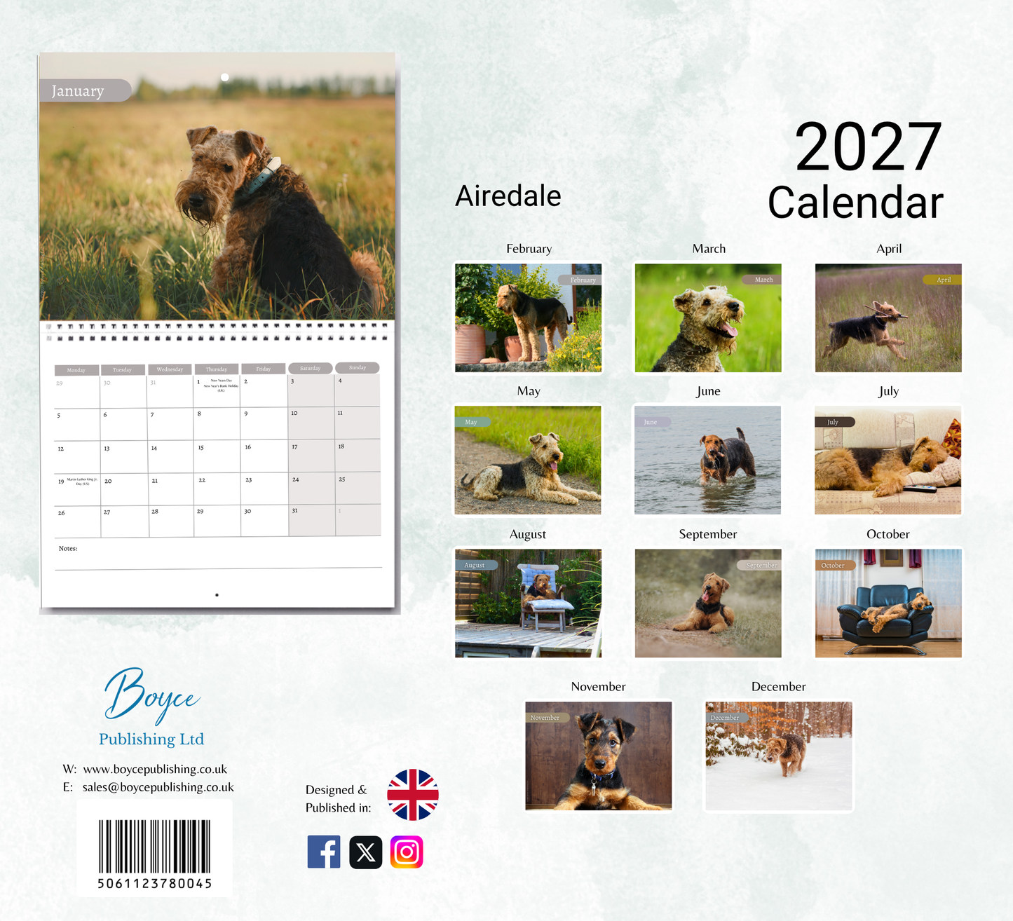 Airedale Calendar 2027