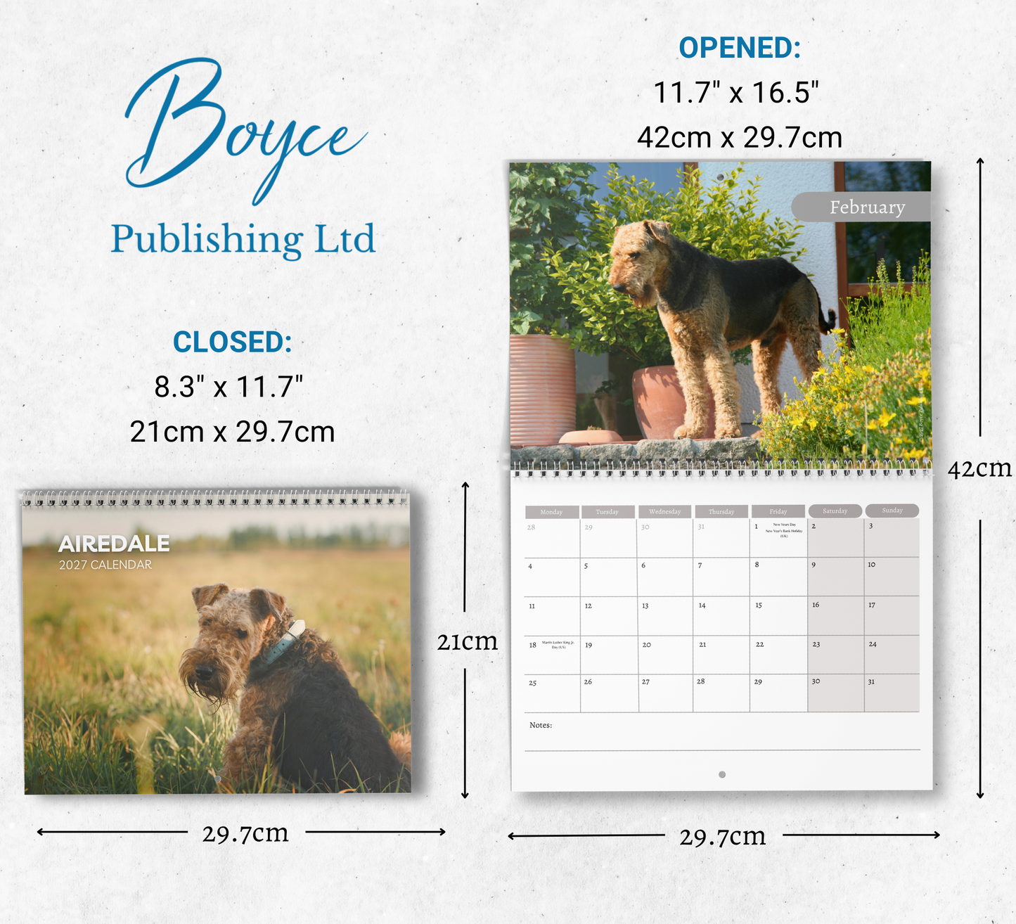 Airedale Calendar 2027