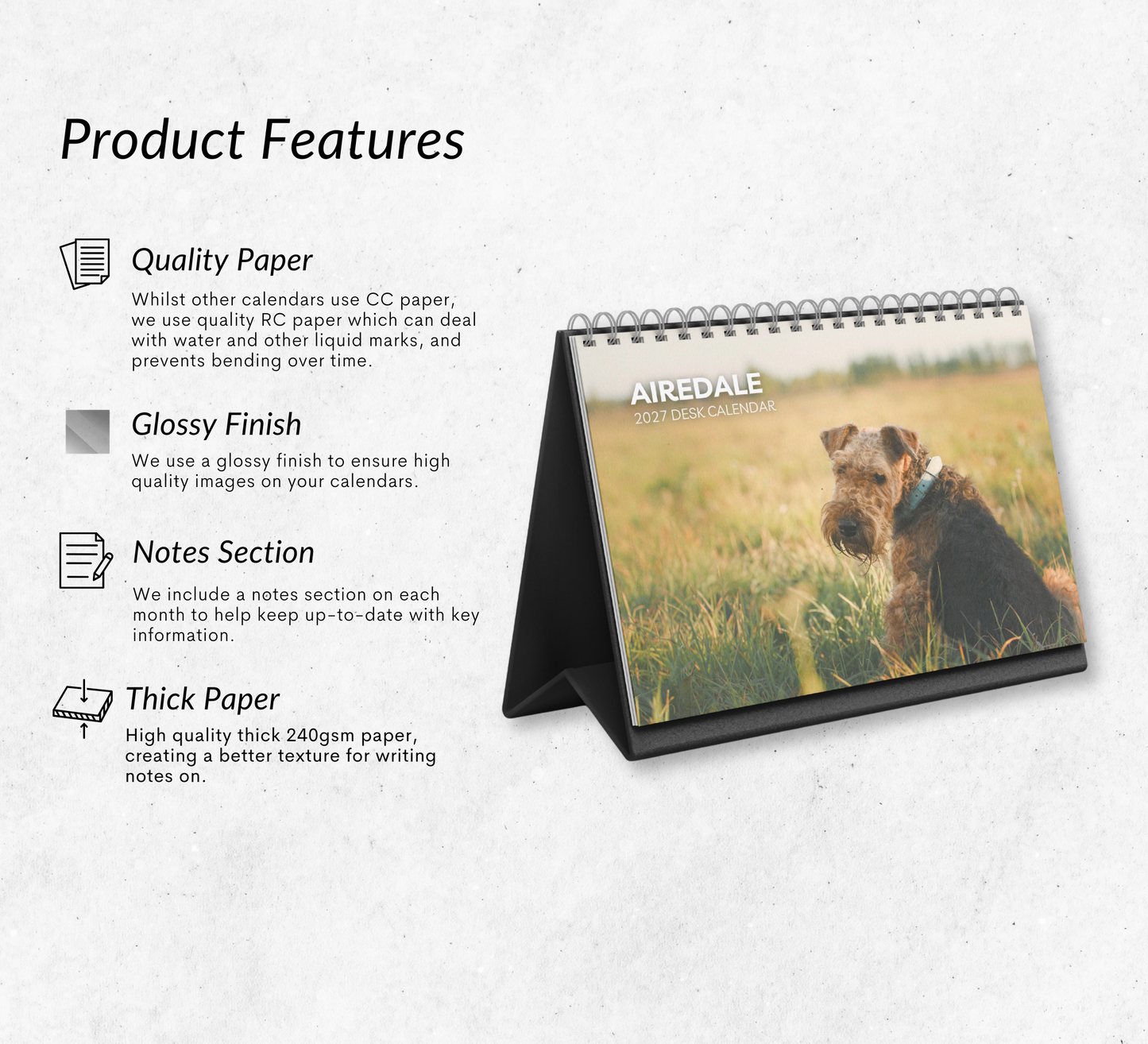 Airedale Desk Calendar 2027-2028