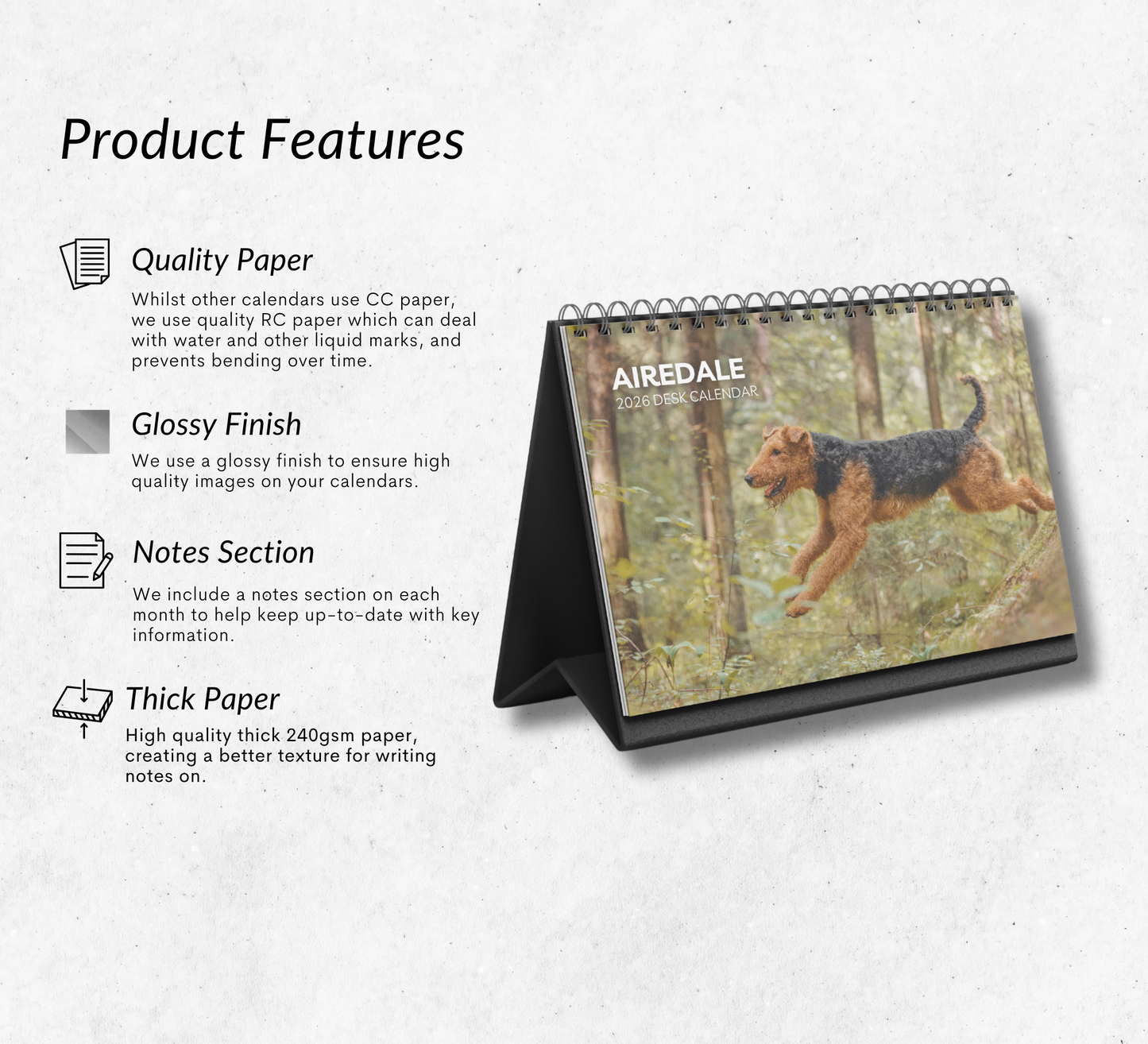 Airedale Desk Calendar 2026-2027
