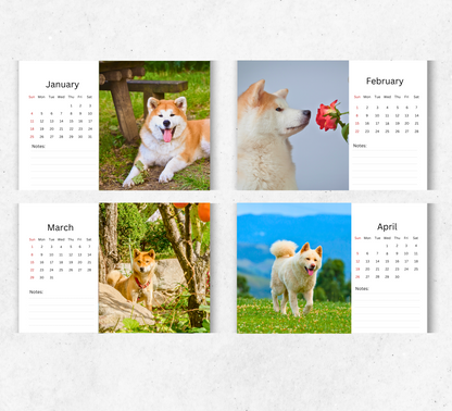 Akita Desk Calendar 2026-2027