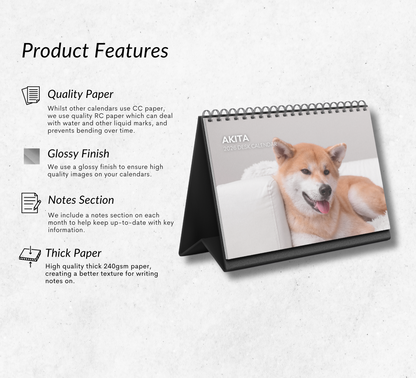 Akita Desk Calendar 2026-2027
