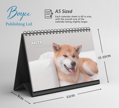 Akita Desk Calendar 2026-2027