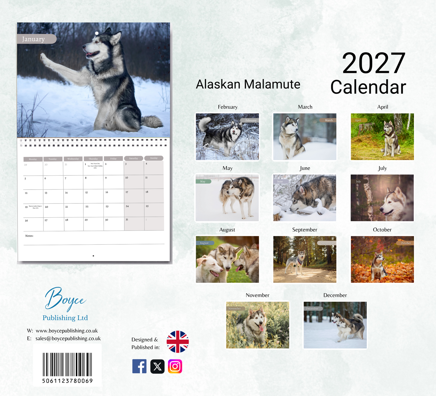 Alaskan Malamute Calendar 2027