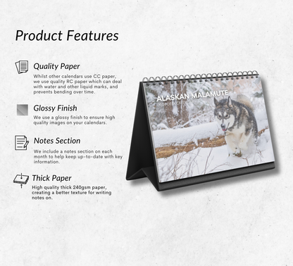 Alaskan Malamute Desk Calendar 2026-2027