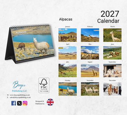 Alpacas Desk Calendar 2027-2028
