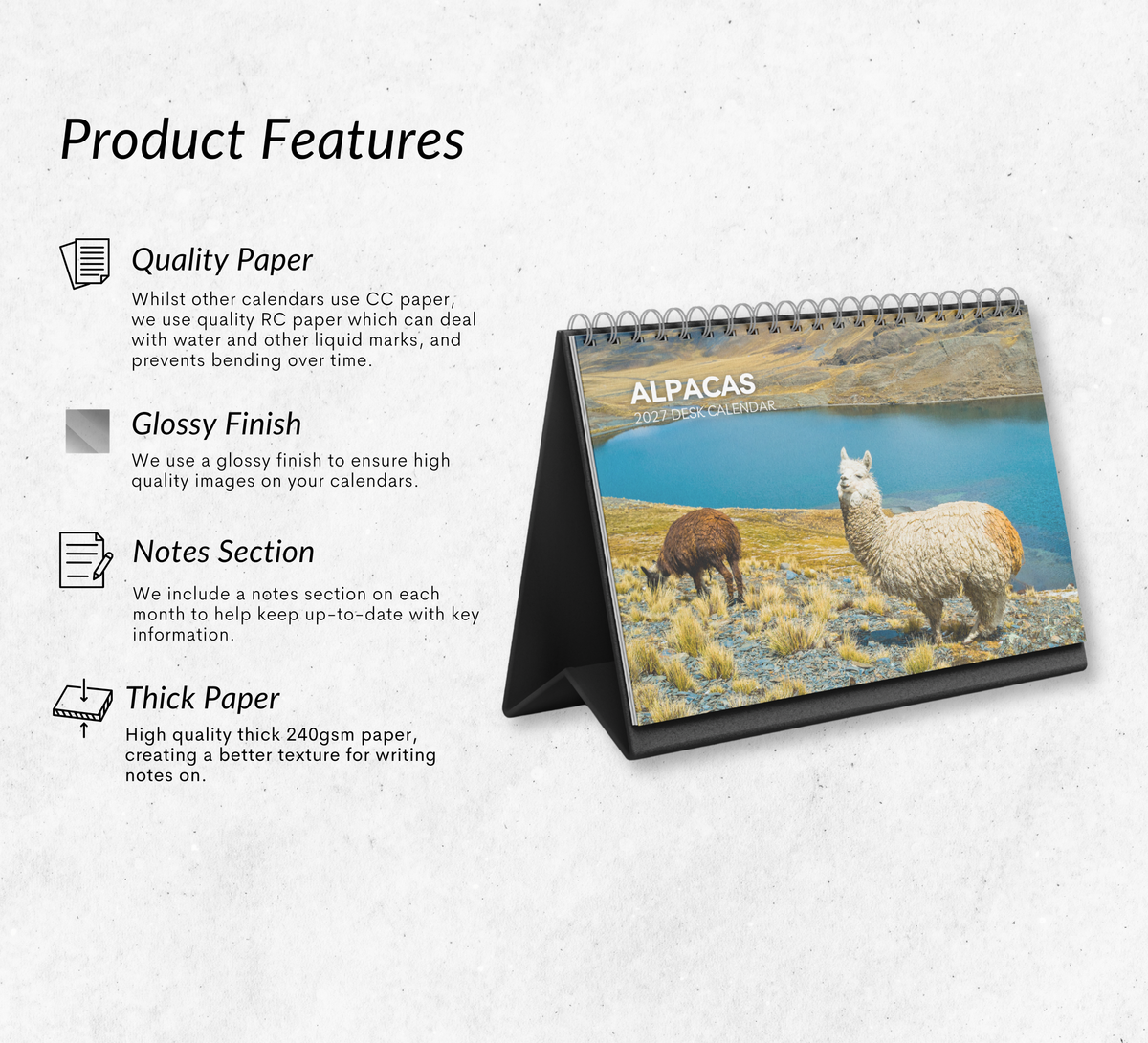 Alpacas Desk Calendar 2027-2028