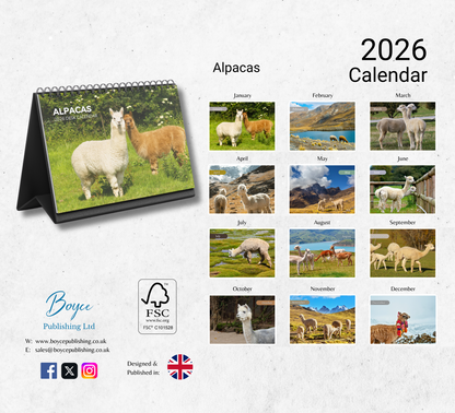 Alpacas Desk Calendar 2026-2027
