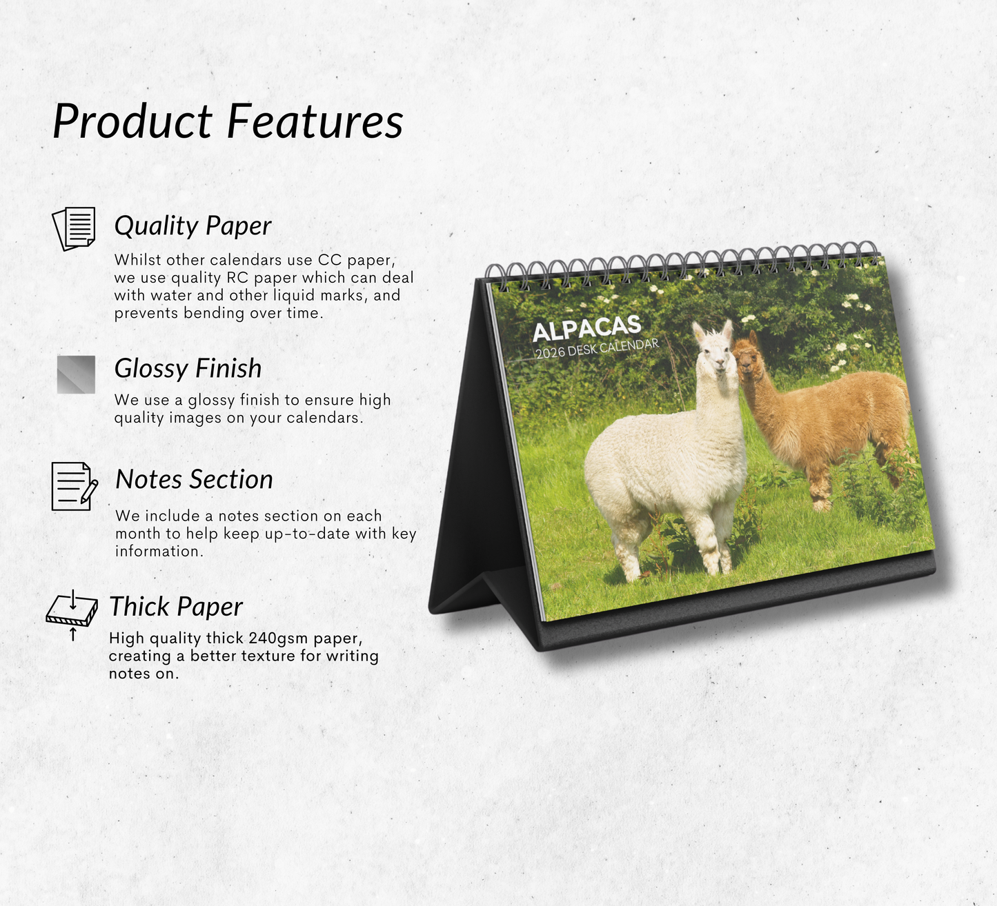 Alpacas Desk Calendar 2026-2027