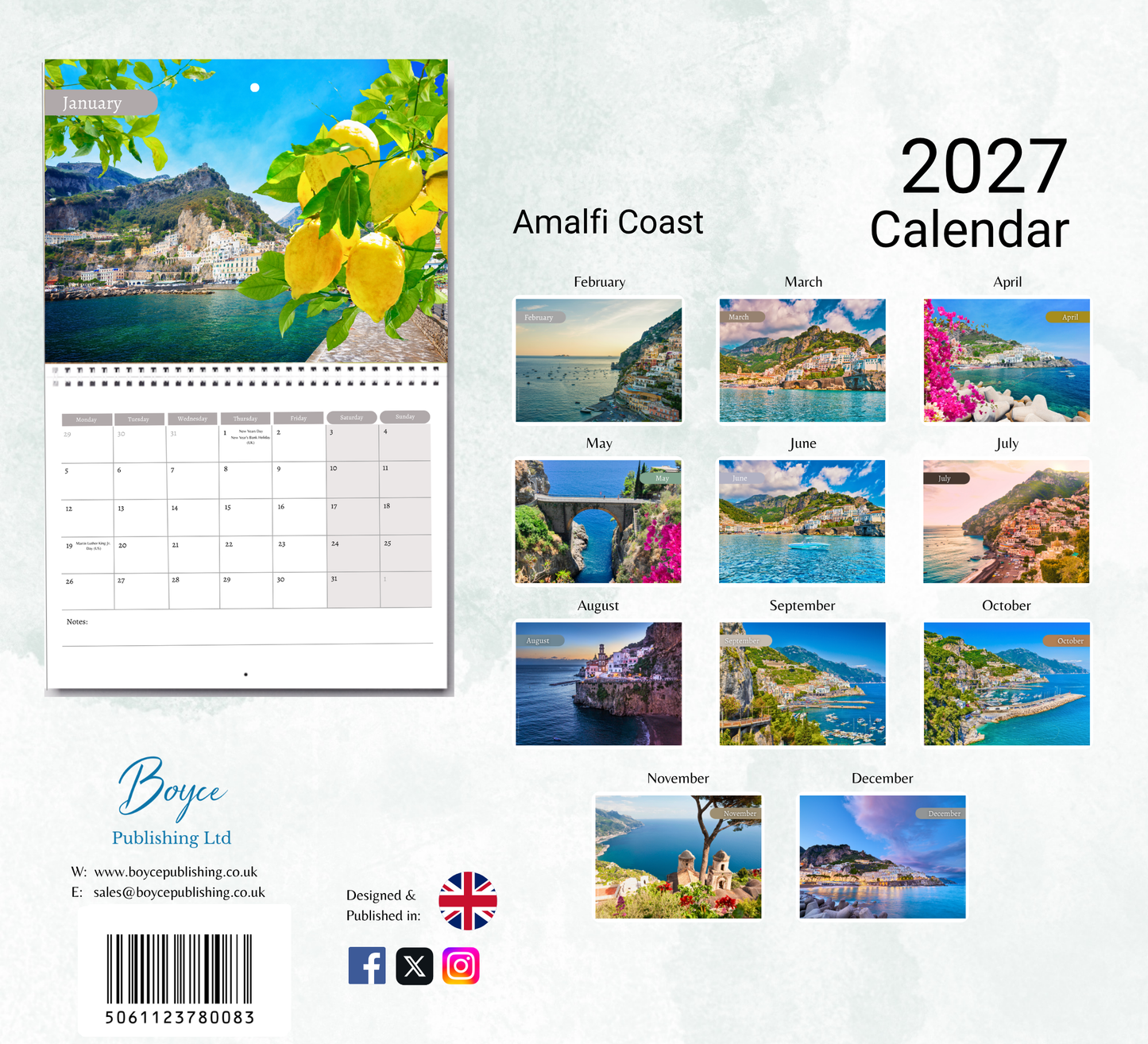 Amalfi Coast Calendar 2027