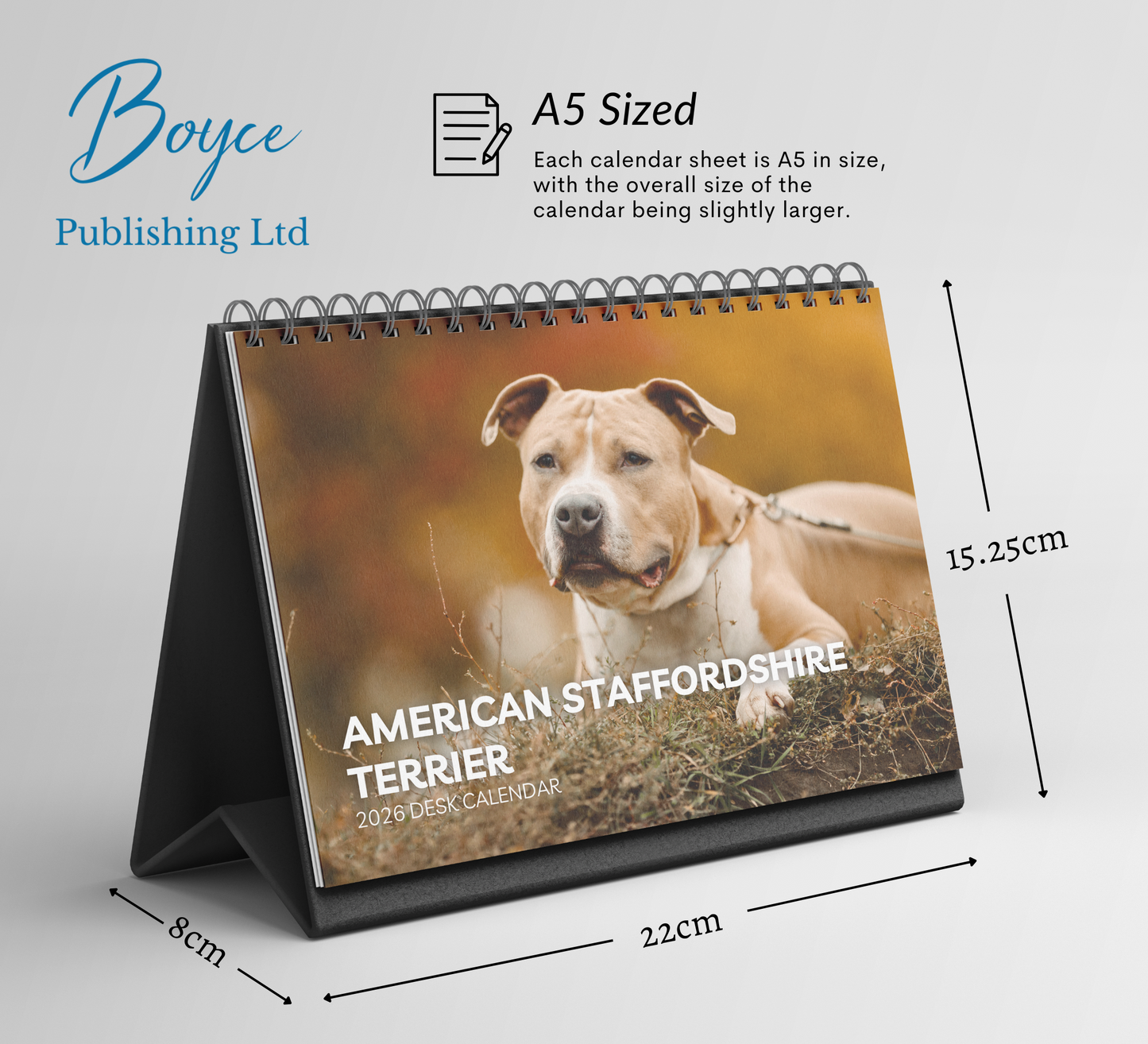 American Staffordshire Terrier Desk Calendar 2026-2027