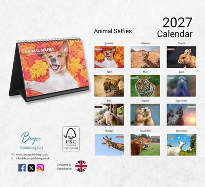 Animal Selfies Desk Calendar 2027-2028