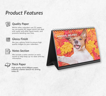 Animal Selfies Desk Calendar 2027-2028